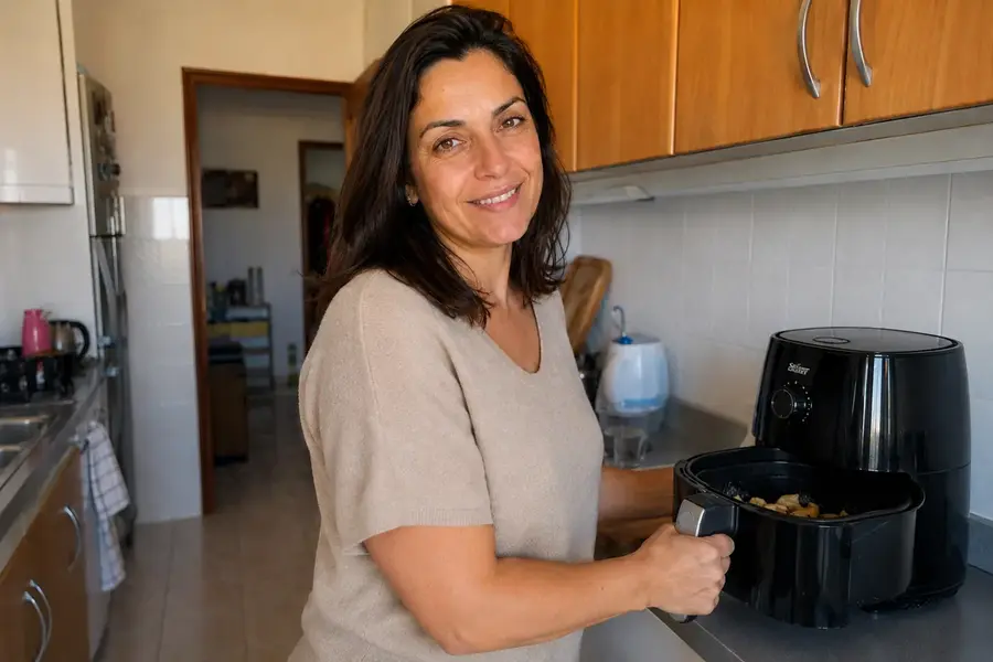 Rita a usar a air fryer